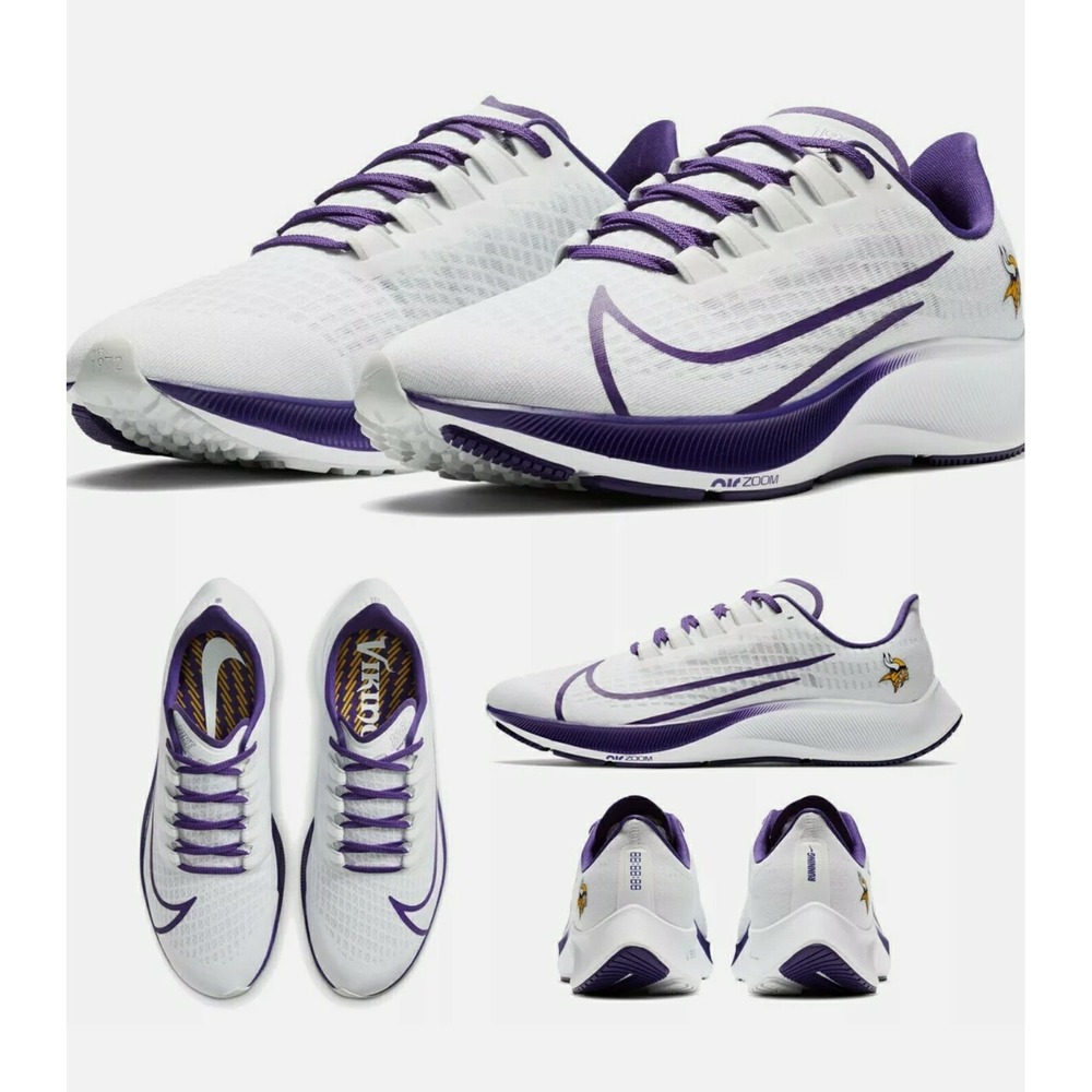 NIKE Air Zoom Pegasus 37 Minnesota Vikings Running Shoes Mens‎ 12.5 White Purple
